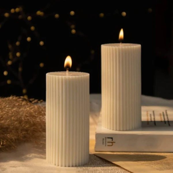 Ribbed Pillar Soy Candles