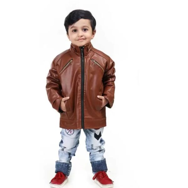 Child Boys Textured Leather Jacket