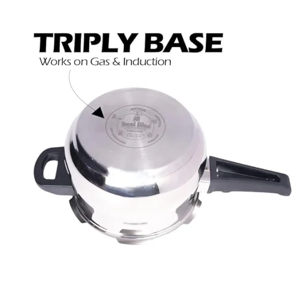 DesiDine Stainless Steel Outer Lid Induction Base Handi Pressure Cooker - Image 3