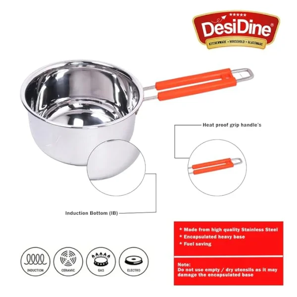 Stainless Steel Sauce Tea Pan with Handle Induction Set Of 3 - Image 2