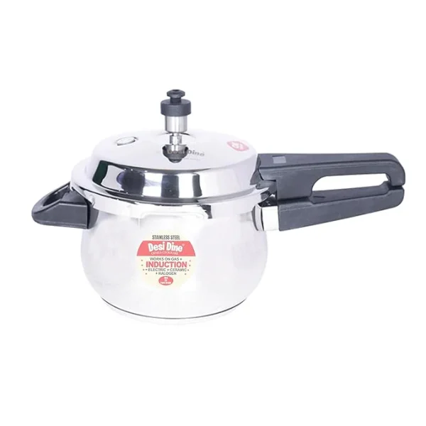 DesiDine Stainless Steel Outer Lid Induction Base Handi Pressure Cooker