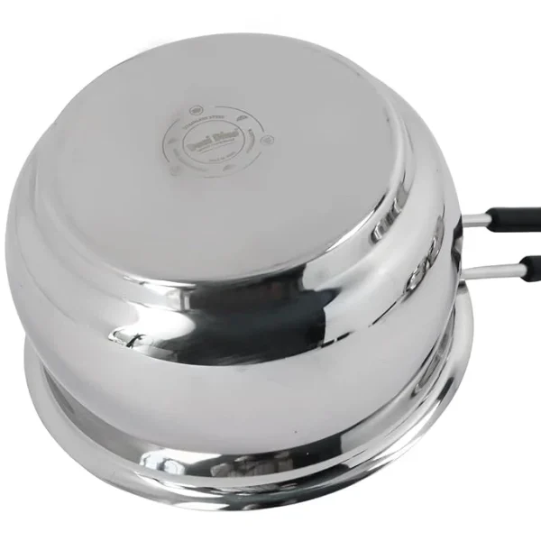 DesiDine Heavy Material Stainless Steel Belly Shape Saucepan Set of 3 - Image 3