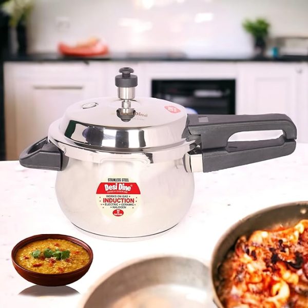 DesiDine Stainless Steel Outer Lid Induction Base Handi Pressure Cooker - Image 5