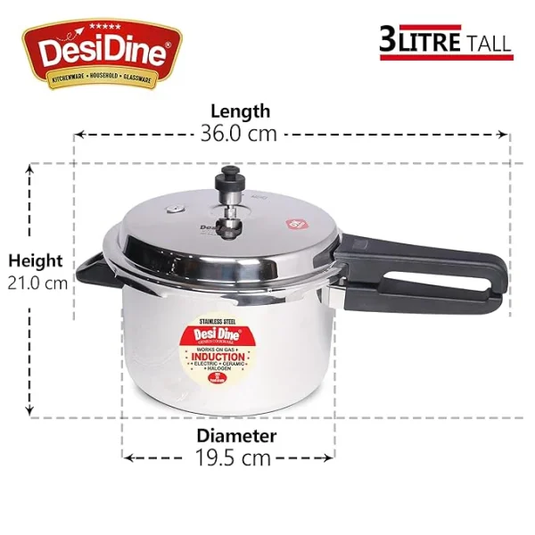 Stainless Steel Outer Lid induction Base Pressure Cooker - Image 4