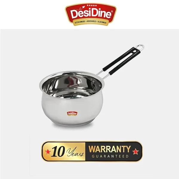 DesiDine Heavy Material Stainless Steel Belly Shape Milk Pan/Saucepan/Tea Pan - Image 5