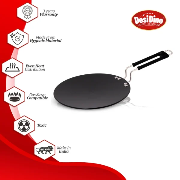 DesiDine Hard Anodised Roti Tawa 25Cm Diameter - Image 5
