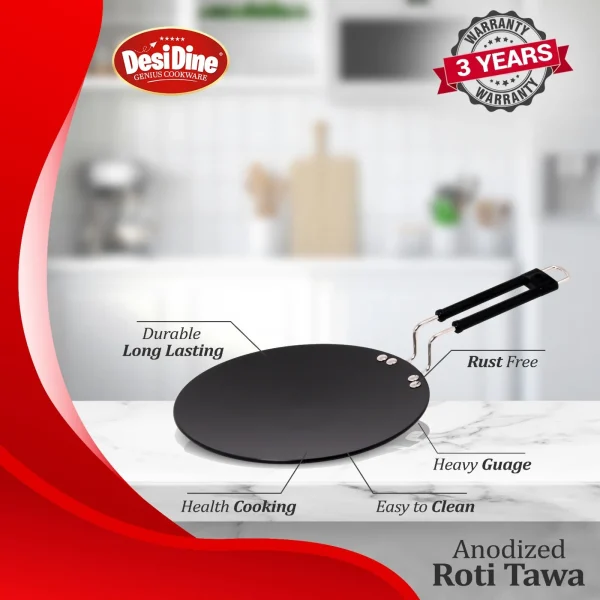 DesiDine Hard Anodised Roti Tawa 25Cm Diameter - Image 4