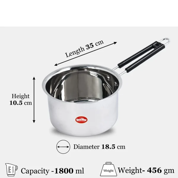 DesiDine Heavy Material Stainless Steel Saucepan - Image 4