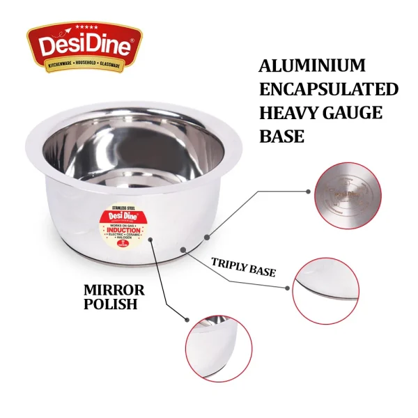 Stainless Steel Sauce Tea Pan with Handle Induction Flat Base (S,M,L) - Image 3
