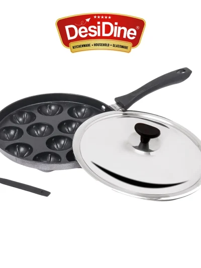 DesiDine Appam Stand with Stainless Steel Lid