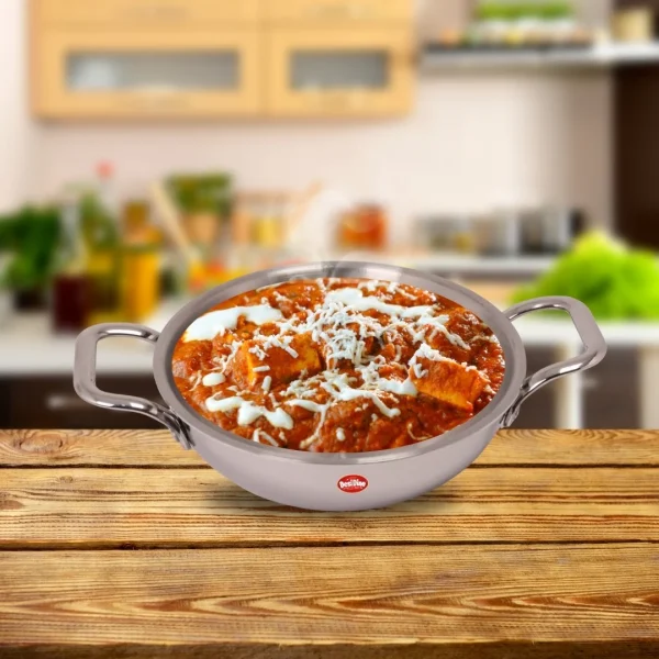 DesiDine Triply Stainless Steel Kadhai With Lid - Image 7