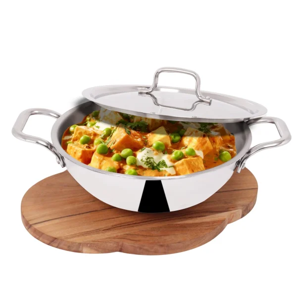 DesiDine Triply Stainless Steel Kadhai With Lid - Image 6