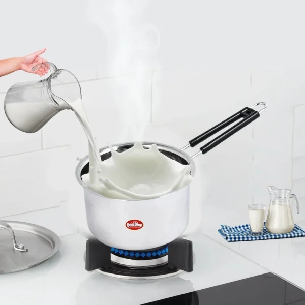 DesiDine Heavy Gauge Stainless Steel Milk Pan/Saucepan/Tea Pan Pot Set of 3/1, 1.5, 2 Liter - Image 5