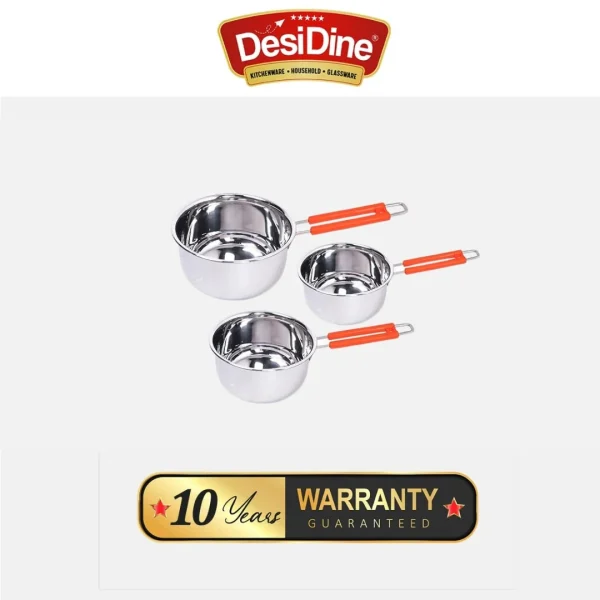 Stainless Steel Sauce Tea Pan with Handle Induction Set Of 3 - Image 4