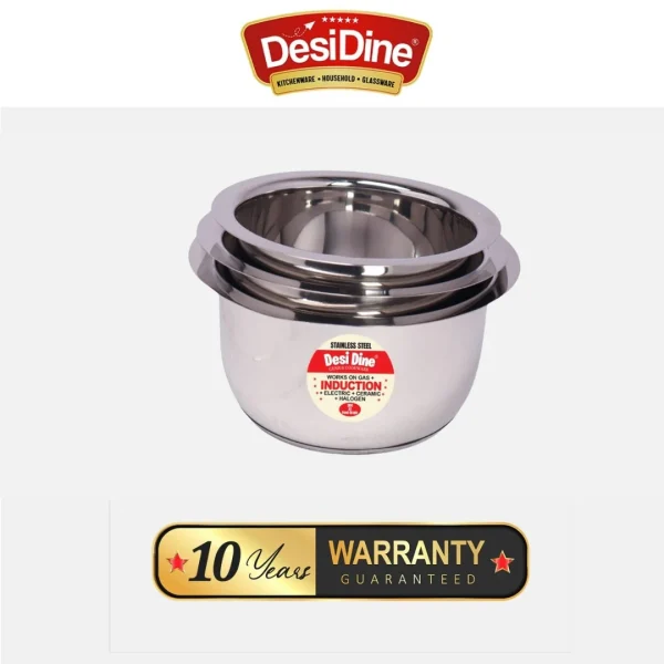 Sandwich Bottom Stainless Steel Tope Set of 3, Induction & Gas Base/1, 1.5, 2 Litre - Image 3