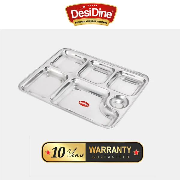 Desidine Premium Stainless Steel 6 In One Bhojan Thal Set Of 4 - Image 7
