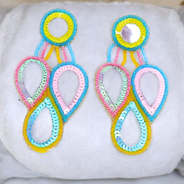 Dazzling Multicolour Mirror & Beads Earrings