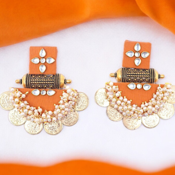 Beautiful Fabric Earrings with Pearls
