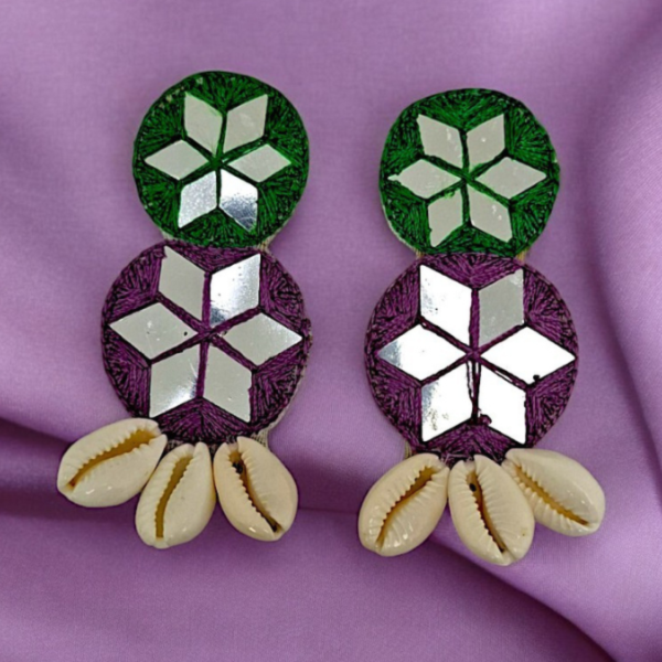 Traditional Fashion Mirror Work Fabric Handmande Earrings
