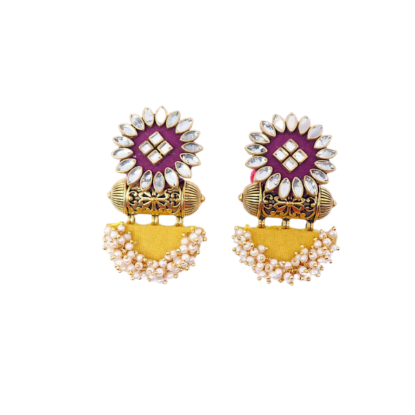 Handmade Fabric & Beads Earrings