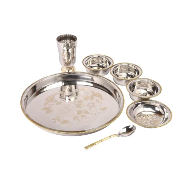 Desidine Stainless Steel Floral Thal Set 7 Piece Set - Image 3