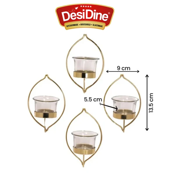 Desidine Gold-Toned Wall Hanging Tealight Holder | Set Of 4 - Image 2