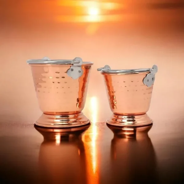 DesiDine Steel Copper Hammered Design Serving Bucket, Set of 2 - Image 5