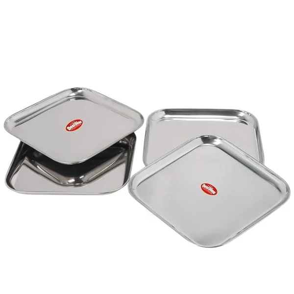 DesiDine Stainless Steel Medium Square Shape Plates - Image 6