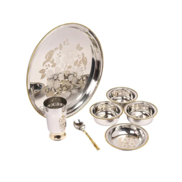 Desidine Stainless Steel Floral Thal Set 7 Piece Set - Image 4