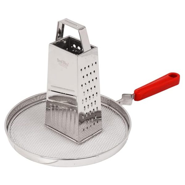 DesiDine Multi-Purpose Combo, Stainless Steel 9-inch Mesh Jali, 5 in 1 Slicers/Grater Set of 2 pc - Image 2