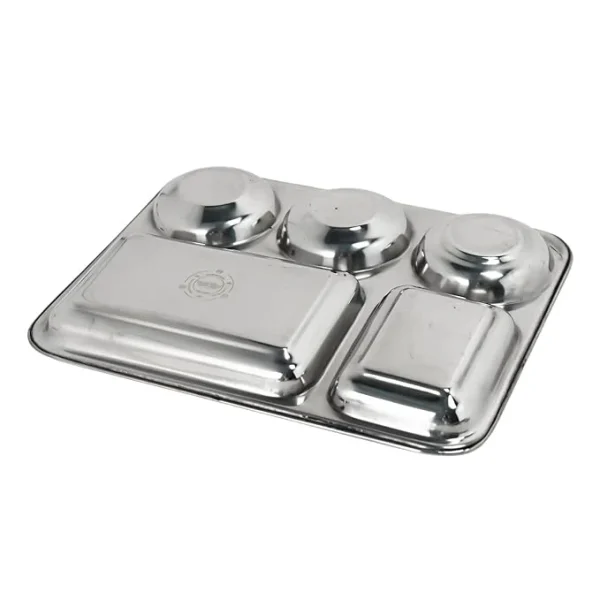 DesiDine Stainless Steel Plates with 5 In1 Compartments Bhojan Thalis - Image 2