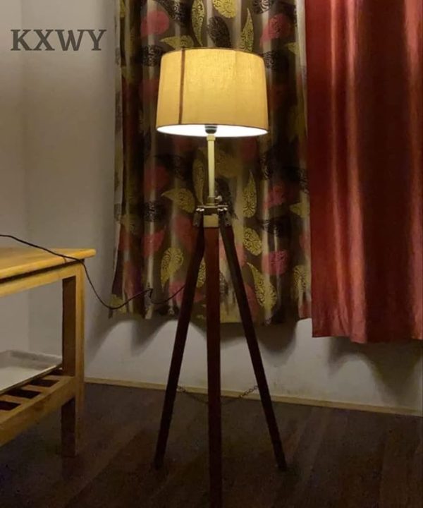 Tripod Floor Lamp | Antique Designed Jute Fabric With Khadi Shade Decorative - Image 4