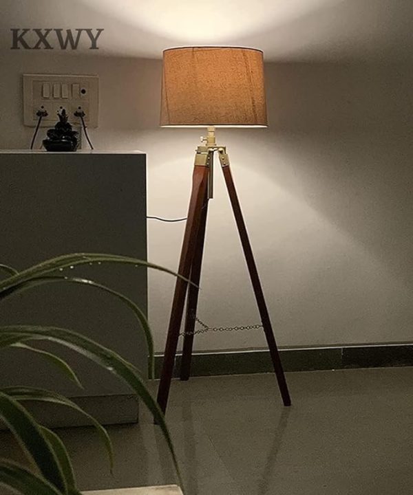 Tripod Floor Lamp | Antique Designed Jute Fabric With Khadi Shade Decorative - Image 3
