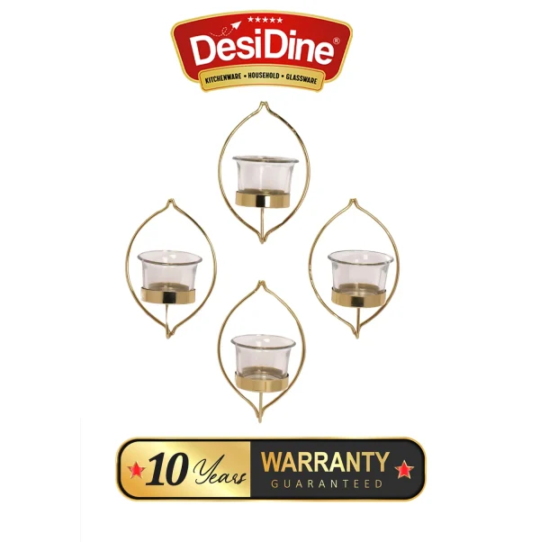 Desidine Gold-Toned Wall Hanging Tealight Holder | Set Of 4 - Image 3