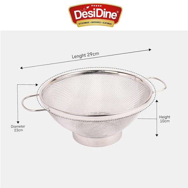 Desidine Stainless Steel Colander Basket | Mesh Strainer - Image 3
