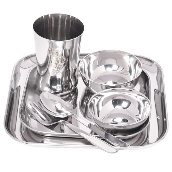 DesiDine Stainless Steel Regal Dinner Set/Square Heavy Gauge Dinner Set 42 pcs - Image 3