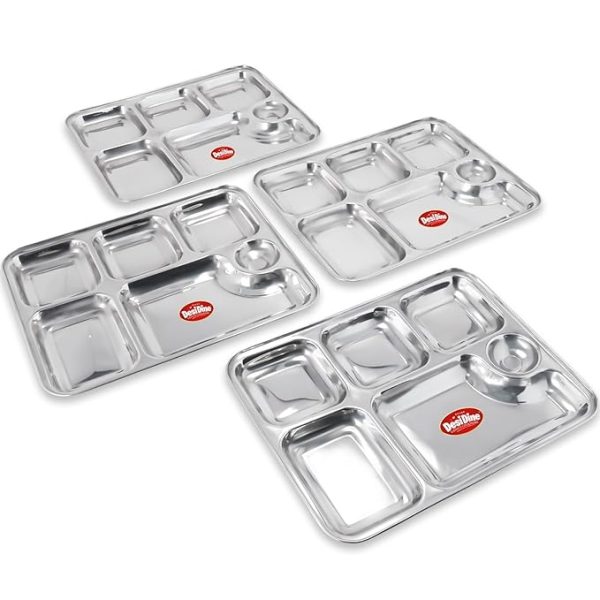 Desidine Premium Stainless Steel 6 In One Bhojan Thal Set Of 4 - Image 2