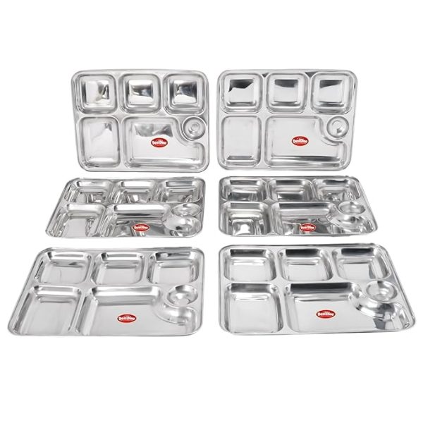 Desidine Premium Stainless Steel 6 In One Bhojan Thal Set Of 4 - Image 3