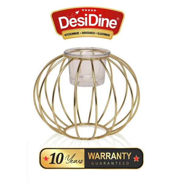 Desidine Iron Golden Finishing Tealight Candle Holder - Image 4