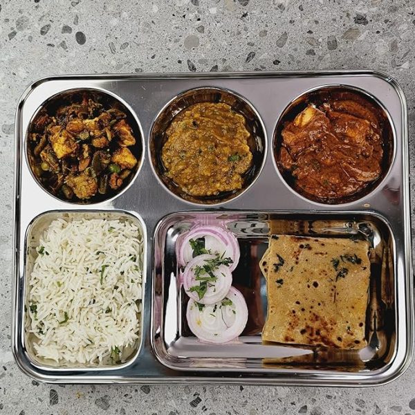 DesiDine Stainless Steel Plates with 5 In1 Compartments Bhojan Thalis - Image 5
