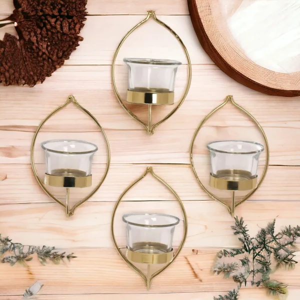 Desidine Gold-Toned Wall Hanging Tealight Holder | Set Of 4 - Image 4