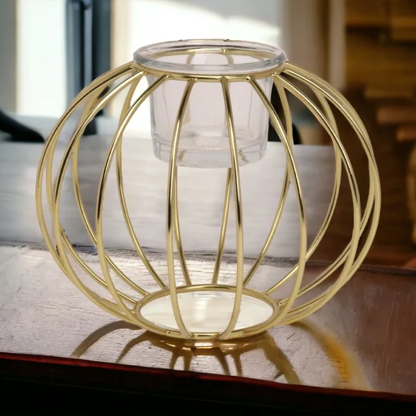 Desidine Iron Golden Finishing Tealight Candle Holder - Image 5