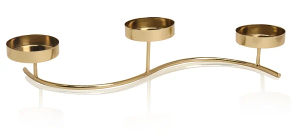 Desidine Golden Finishing Tea Light Candle Holder with 3 Glass - Image 7