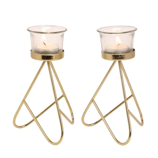 Desidine Golden Finish Tealight Holder Set Of 2 - Image 2