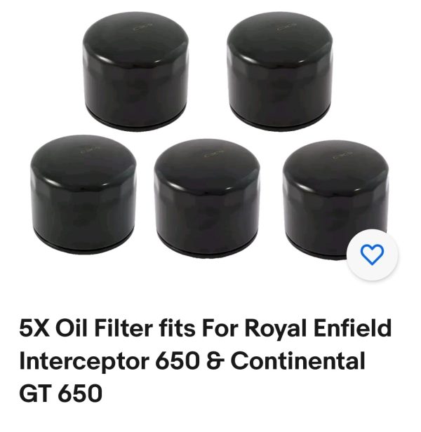 5X Oil Filter fits For Royal Enfield Interceptor 650 & Continental GT 650