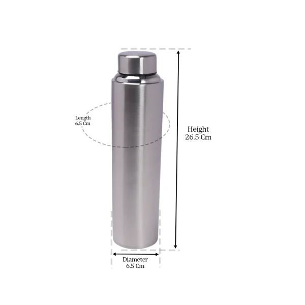 DesiDine Stainless Steel Water Bottle 900 ml/Water Bottle Silver, Pack Of 1 - Image 4