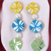 3 Layer Handmade Fabric Mirror Design Earrings - Image 3