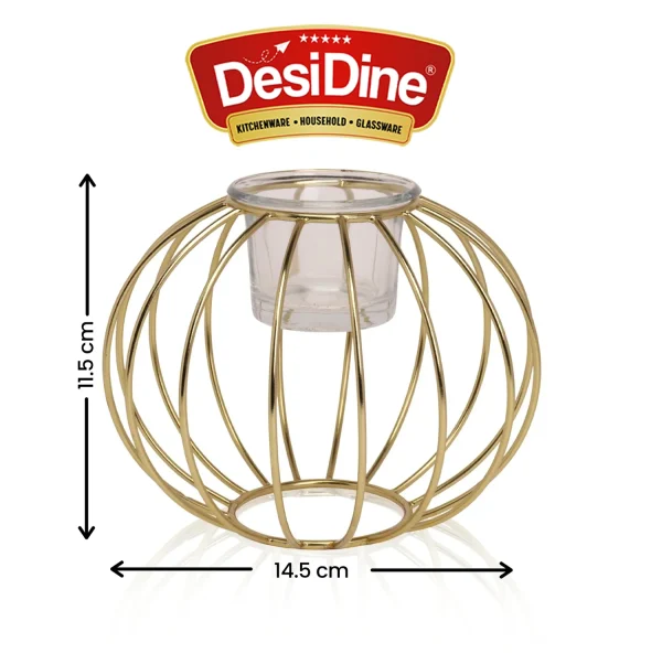 Desidine Iron Golden Finishing Tealight Candle Holder - Image 3