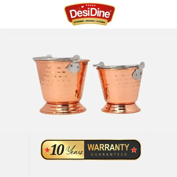 DesiDine Steel Copper Hammered Design Serving Bucket, Set of 2 - Image 6