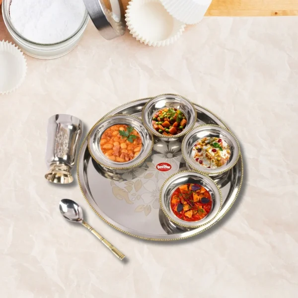 Desidine Stainless Steel Floral Thal Set 7 Piece Set - Image 5